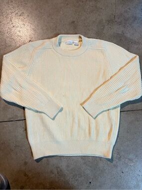 Brian MacNeil Knit Sweater Cream Cotton Ribbed Minimalist Grandpa Core Large
